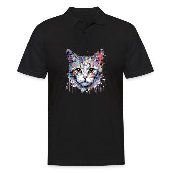 Cat Pet World Animal Lover Furry Friend Abstract - Men's Polo Shirt - black - Front - Kai (181cm)