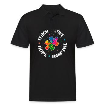 Sensibilisation à l’autisme Teacher Shirt Teach Hope Love - Polo Homme - noir - Devant - Kai (181cm)