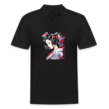Femme japonaise Portrait Geisha Tradition Culture A - Polo Homme - noir - Devant - Kai (181cm)