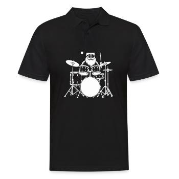Santa Claus Schlagzeug-Set, Vintage Drummer - Männer Poloshirt - Schwarz - Vorne - Kai (181cm)