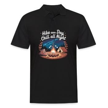 Hike All Day, Chill All Night – Camping Adventure - Men's Polo Shirt - black - Front - Kai (181cm)