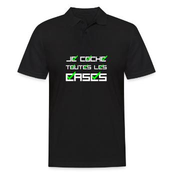 JE COCHE TOUTES LES CASES ! (amour,succès) blanc - Polo Homme - noir - Devant - Kai (181cm)