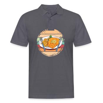 Schnitzel mit Pommes Retro Farben - Männer Poloshirt - Anthrazit - Vorne - Nico (186cm)
