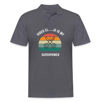 Cutter Video | Superpower - Männer Poloshirt - Anthrazit - Vorne - Nico (186cm)