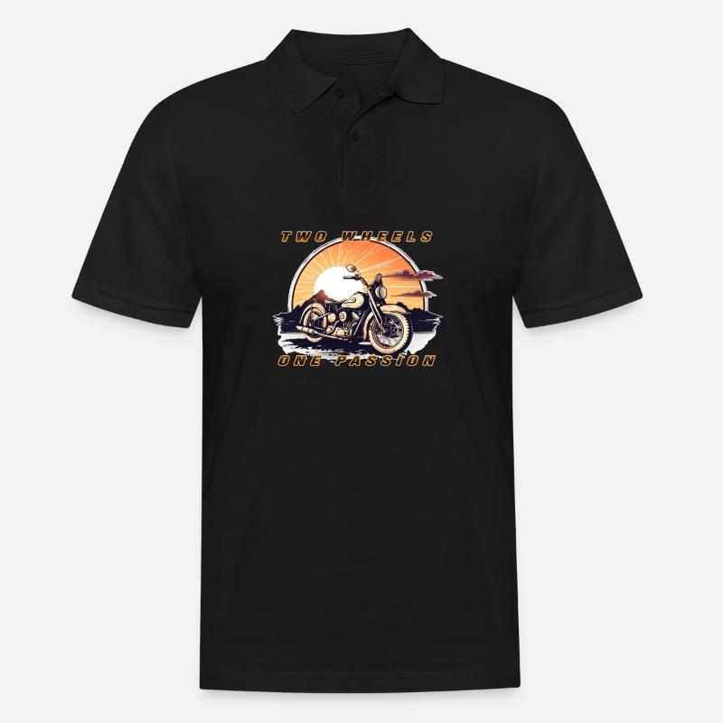 Two Wheels One Passion - Männer Poloshirt - Schwarz