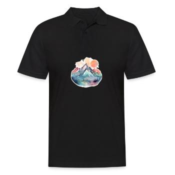 Mountain Landscape with Full Moon 2 - Männer Poloshirt - Schwarz - Vorne - Kai (181cm)