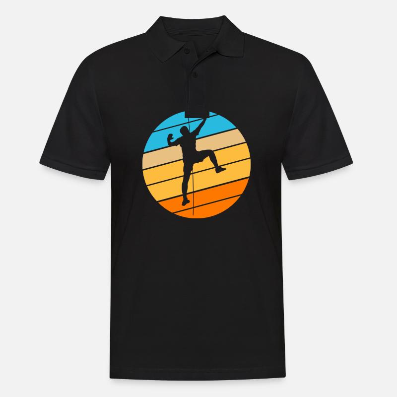 Mountaineering Bouldering Retro Climbing Climber - Men's Polo Shirt - black