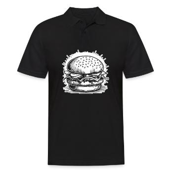 Hamburger Burger Fastfood Grillen Cheeseburger - Männer Poloshirt - Schwarz - Vorne - Kai (181cm)