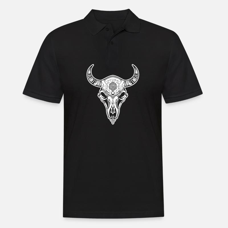 Crâne de vache Boho - Polo Homme - noir