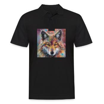 Modern & Colourful Wolf Wall Art by Bodhi - Men's Polo Shirt - black - Front - Kai (181cm)