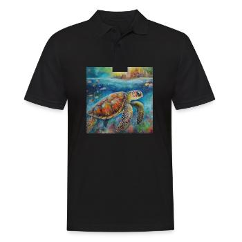 Modern & Colourful Turtle Wall Art by Bodhi - Men's Polo Shirt - black - Front - Kai (181cm)