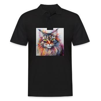 Colourful Maine Coon Cat - Men's Polo Shirt - black - Front - Kai (181cm)