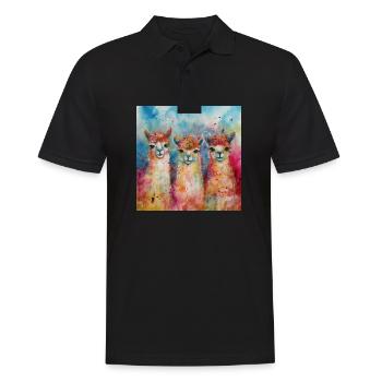 Modern & Colourful Alpaca Wall Art by Bodhi - Men's Polo Shirt - black - Front - Kai (181cm)