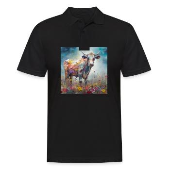 Vibrant Cow Art - Men's Polo Shirt - black - Front - Kai (181cm)