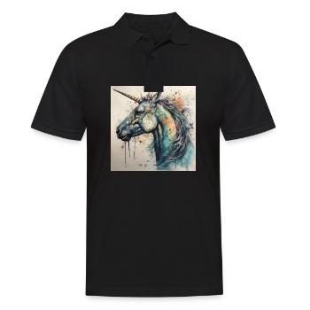 Colorful Contemporary Unicorn Art by Bodhi - Men's Polo Shirt - black - Front - Kai (181cm)