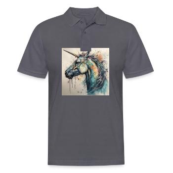 Colorful Contemporary Unicorn Art by Bodhi - Men's Polo Shirt - charcoal grey - Front - Nico (186cm)