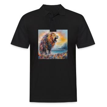 Abstract Lion Art by Bodhi - Men's Polo Shirt - black - Front - Kai (181cm)
