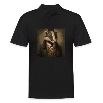 Badger in a Suit - Victorian 1800s Style - Men's Polo Shirt - black - Front - Kai (181cm)