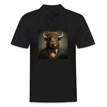 Buffalo in a Suit - Victorian 1800s Style - Men's Polo Shirt - black - Front - Kai (181cm)