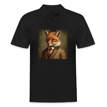 Fox in a Suit - Victorian 1800s Style - Men's Polo Shirt - black - Front - Kai (181cm)