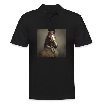 Horse in a Suit - Victorian 1800s Style - Men's Polo Shirt - black - Front - Kai (181cm)