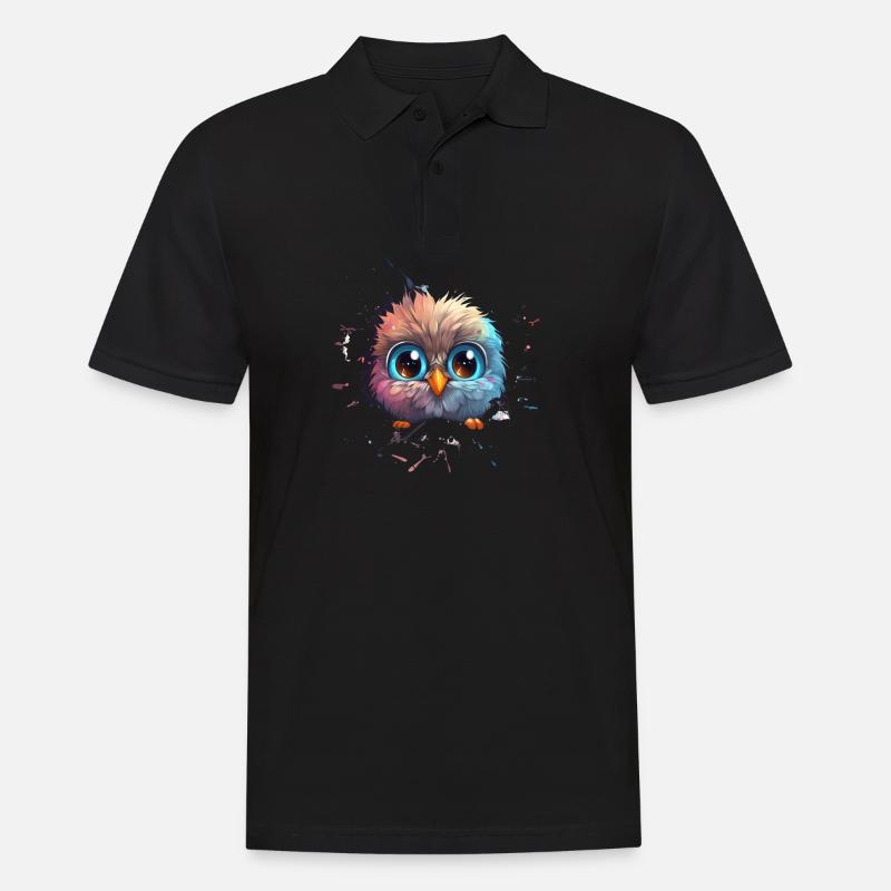Niedliche Wachsame Eule | Nachtschwärmer Eule - Männer Poloshirt - Schwarz