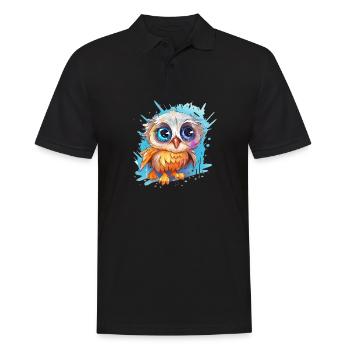 Cute Vigilant Owl | Night owl owl - Men's Polo Shirt - black - Front - Kai (181cm)