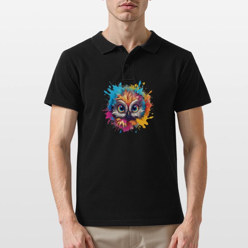 Niedliche Wachsame Eule | Nachtschwärmer Eule Männer Poloshirt