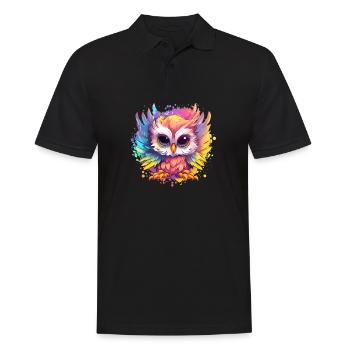 Cute Vigilant Owl | Night owl owl - Men's Polo Shirt - black - Front - Kai (181cm)