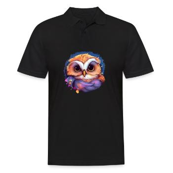 Niedliche Wachsame Eule | Nachtschwärmer Eule - Männer Poloshirt - Schwarz - Vorne - Kai (181cm)