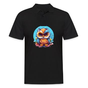 Niedliche Wachsame Eule | Nachtschwärmer Eule - Männer Poloshirt - Schwarz - Vorne - Kai (181cm)