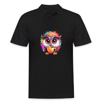 Niedliche Wachsame Eule | Nachtschwärmer Eule - Männer Poloshirt - Schwarz - Vorne - Kai (181cm)