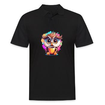 Niedliche Wachsame Eule | Nachtschwärmer Eule - Männer Poloshirt - Schwarz - Vorne - Kai (181cm)