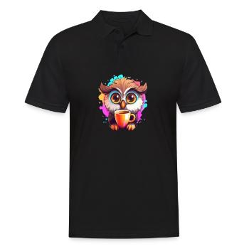 Niedliche Wachsame Eule | Nachtschwärmer Eule - Männer Poloshirt - Schwarz - Vorne - Kai (181cm)
