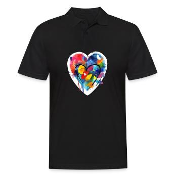 Love Heart - Männer Poloshirt - Schwarz - Vorne - Kai (181cm)