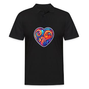 Colorful Heart - Men's Polo Shirt - black - Front - Kai (181cm)
