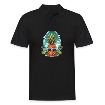 Pineapple Beach - Funny Summer Holiday T-Shirt - Men's Polo Shirt - black - Front - Kai (181cm)