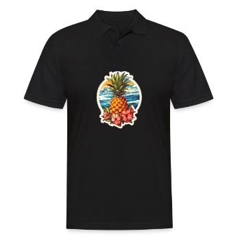Pineapple Beach - Thé floral de vacances d’été - Polo Homme - noir - Devant - Kai (181cm)