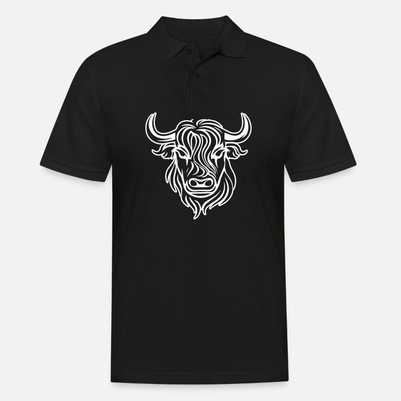 Vache écossaise des Highlands - Polo Homme - noir