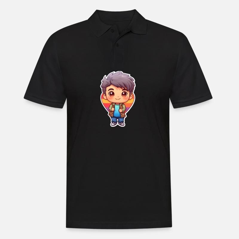 Garçon d’anime mignon - Polo Homme - noir