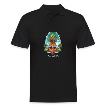 Aloha Pineapple Strand Urlaub Hawaii Shirt - Männer Poloshirt - Schwarz - Vorne - Kai (181cm)