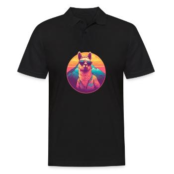 Alpaca with sunglasses - Alpacatude Tea - Men's Polo Shirt - black - Front - Kai (181cm)
