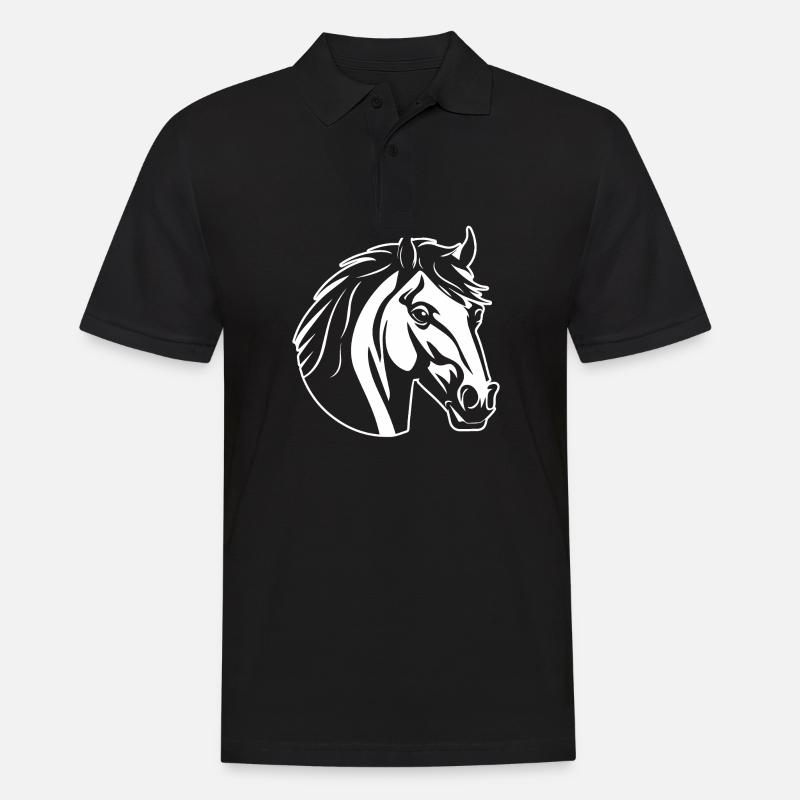 Pferd Pferdekopf Pony - Männer Poloshirt - Schwarz