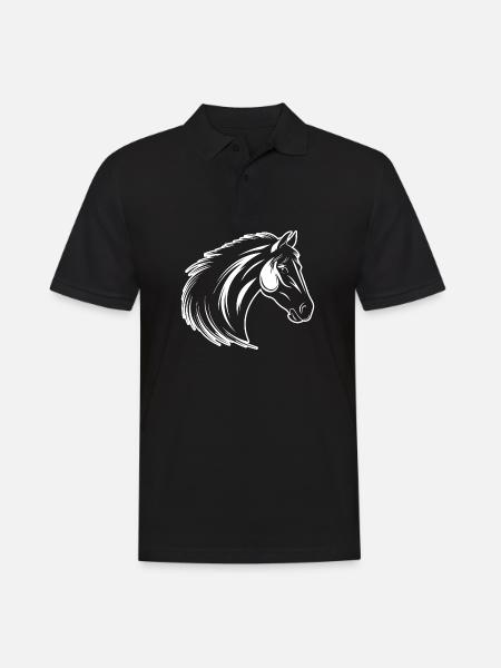 Pferd Pferdekopf Pony - Männer Poloshirt - Schwarz