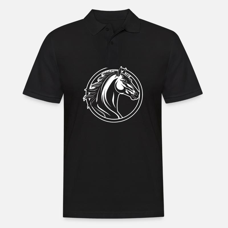Poney tête de cheval - Polo Homme - noir