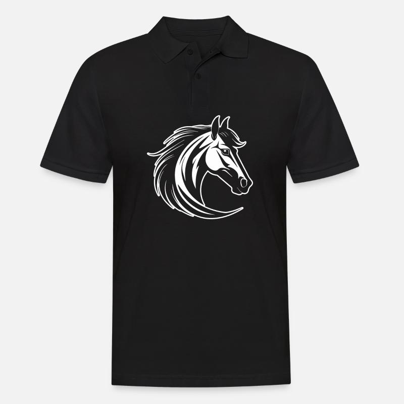 Poney tête de cheval - Polo Homme - noir