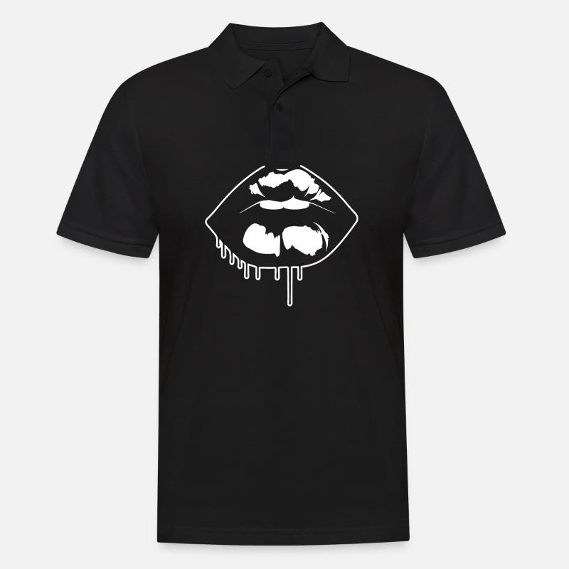 Lèvres, bouche, baisers lèvres - Polo Homme - noir