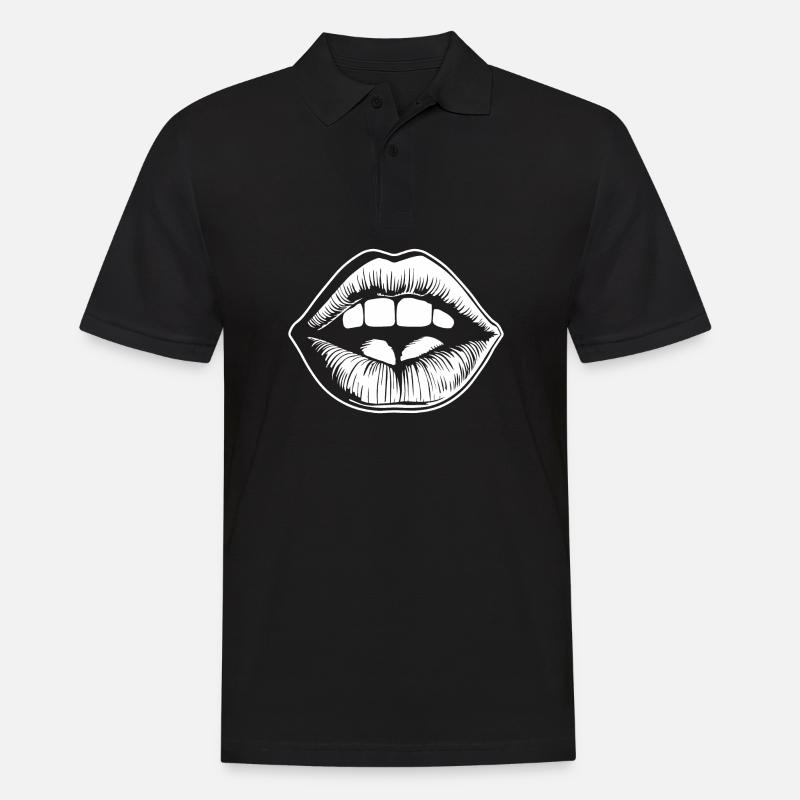Lèvres, bouche, baisers lèvres - Polo Homme - noir