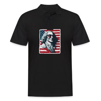 Patriotisch Stolz US George Washington Männer Frau - Männer Poloshirt - Schwarz - Vorne - Kai (181cm)