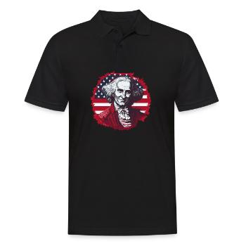 Patriotisch Stolz US George Washington Männer Frau - Männer Poloshirt - Schwarz - Vorne - Kai (181cm)